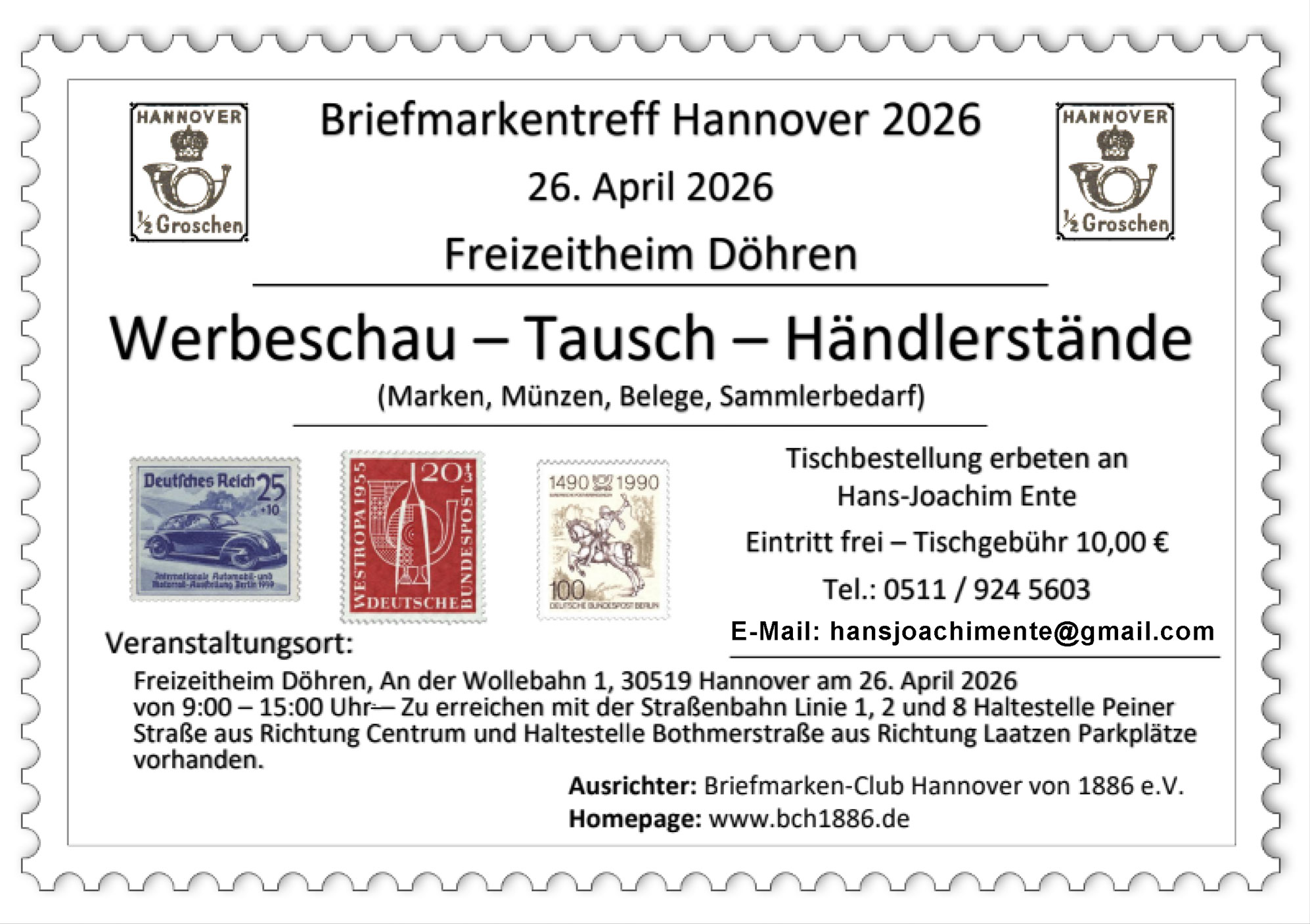 Briefmarkentreff Hannover 2026